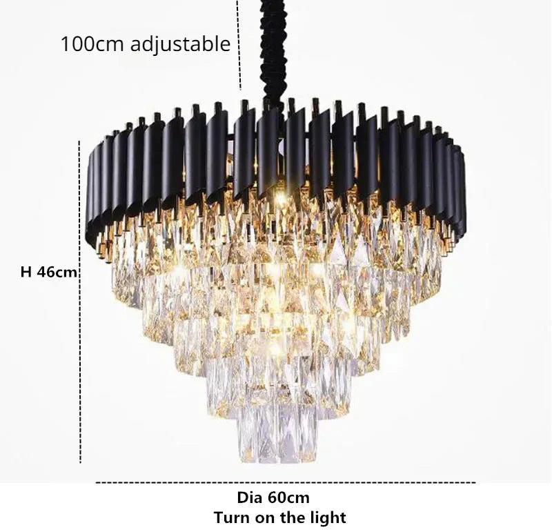DecorBites™ ثريا كريستال ذهبية بتقنية LED للسقف لغرفة المعيشة والردهة