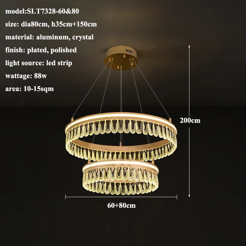 2024 DecorBites™ Modern Crystal LED Chandelier for Living & Dining Room Decor