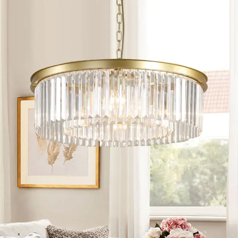 DecorBites™ مصابيح متدلية كريستالية ذهبية وسوداء معدنية، ثريات LED معلقة