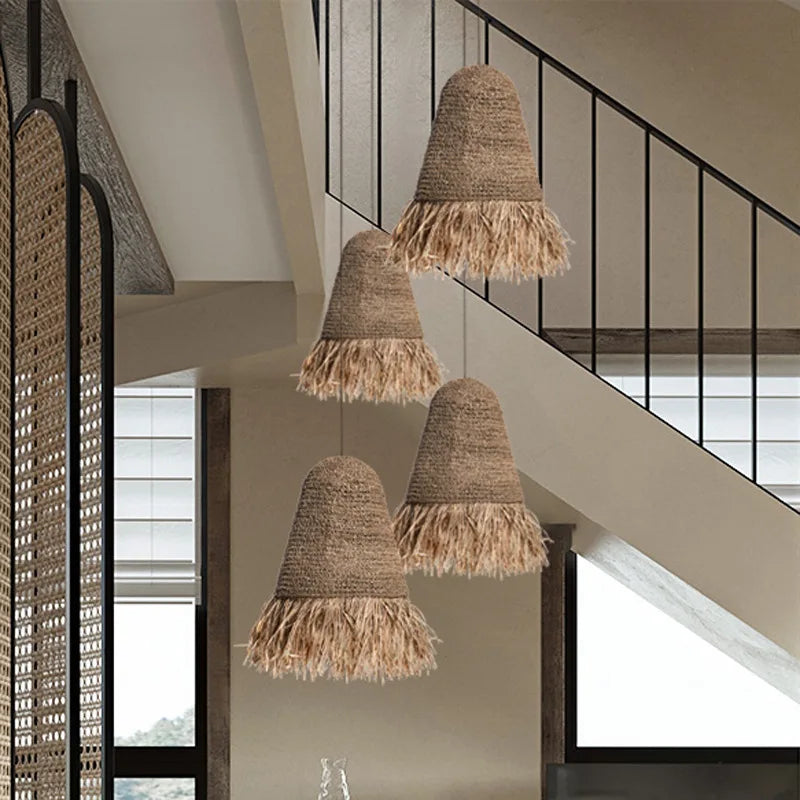DecorBites™ Handmade Rattan Pendant Light for Living Room, Bedroom - Japanese Style