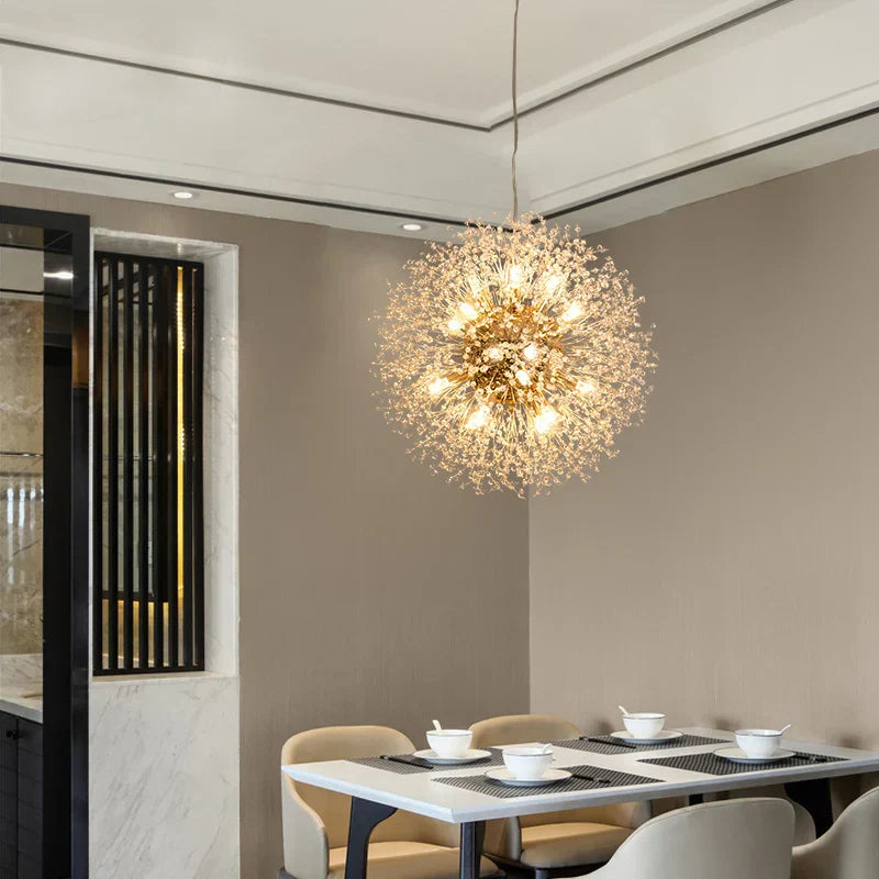 DecorBites™ ثريا الهندباء LED إضاءة كرة كريستال متلألئة للمطاعم وغرف المعيشة