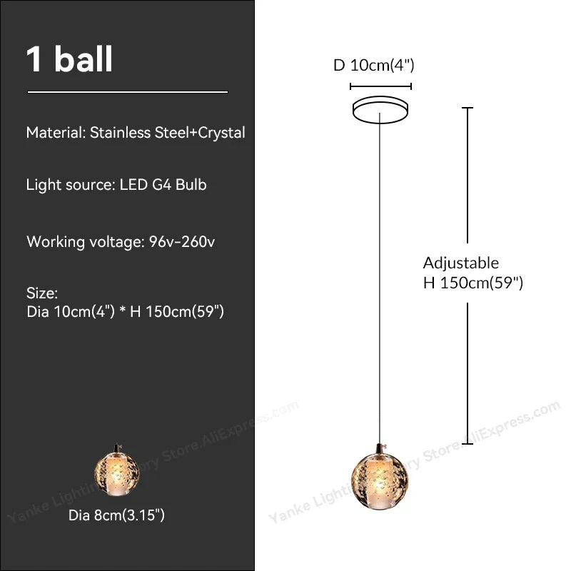 DecorBites™ Crystal Bubble Ball Pendant Light for Home Decor and Hospitality Spaces
