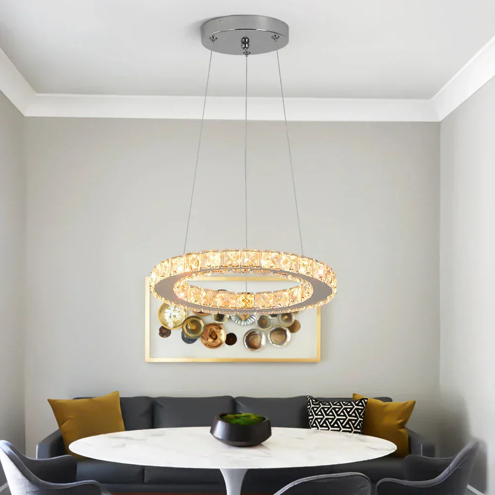 DecorBites™ Crystal LED Pendant Chandelier for Home Décor - Modern Art Fixture