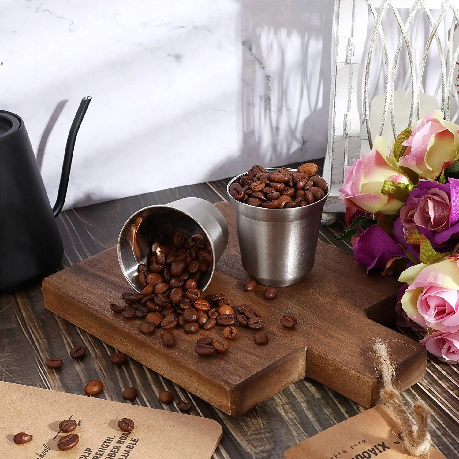 DecorBites™ Double Walled Espresso Cups, Insulated Coffee Tumbler, Unbreakable Stainless Steel Cup