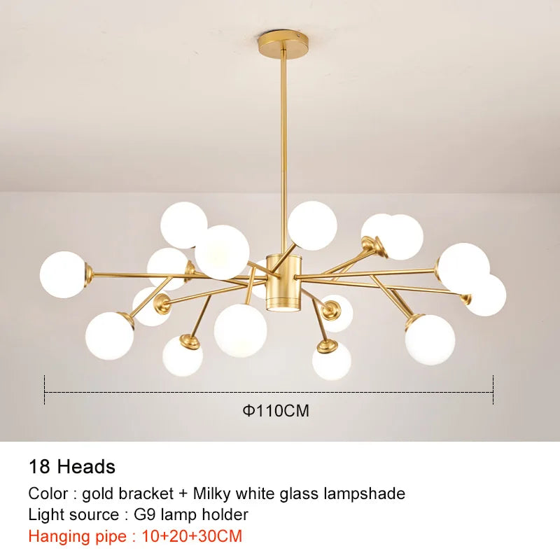 DecorBites™ Black Chandelier: Luxury Glass Pendant Lights for Living Room, Bedroom, and Restaurant