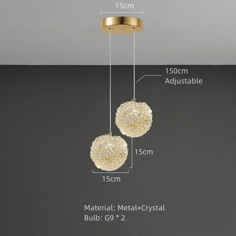 DecorBites™ Crystal Gold Ceiling Light for Bedroom Dining Room G9 Bulb
