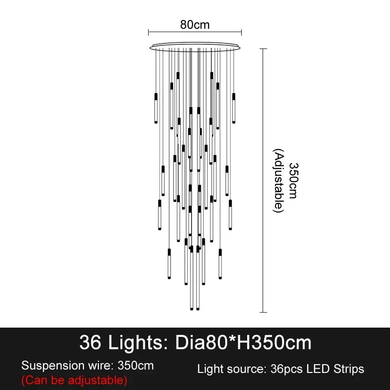DecorBites™ ثريات LED إضاءة متدلية حديثة لدرج السقف ديكور فاخر لغرفة المعيشة