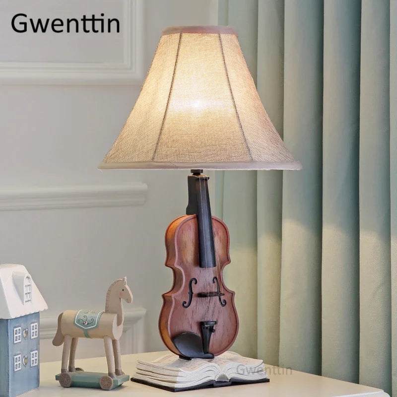Lampe de table LED Violon DecorBites™ pour enfants - Lampe sur pied moderne en tissu pour chambre