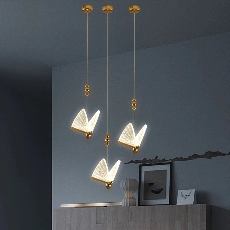 Nordic Butterfly Pendant Light With Iron And Acrylic