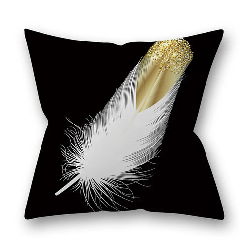 45x45cm Golden Leaves Pillow Cases by DecorBites™ - Nordic Ins Black Sofa Decor