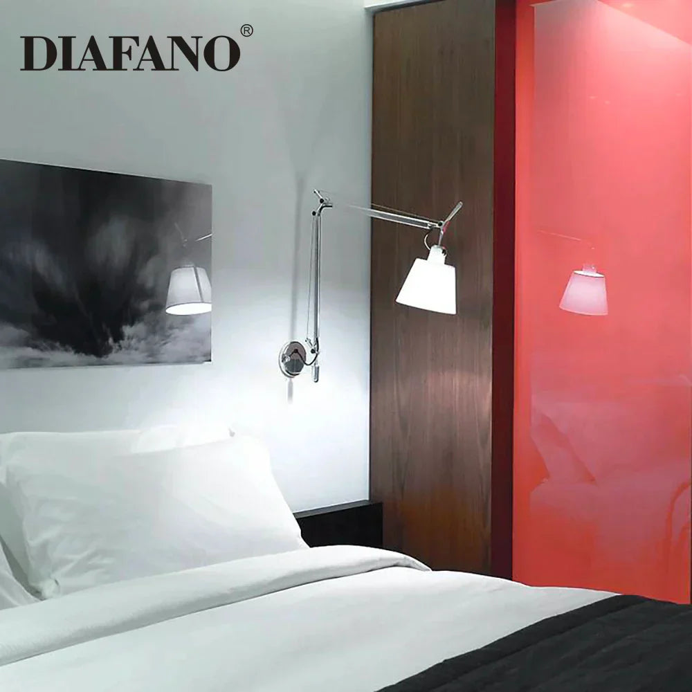 DecorBites™ Adjustable Aluminum Wall Lamp with Long Swing Arm for Bedside & Study