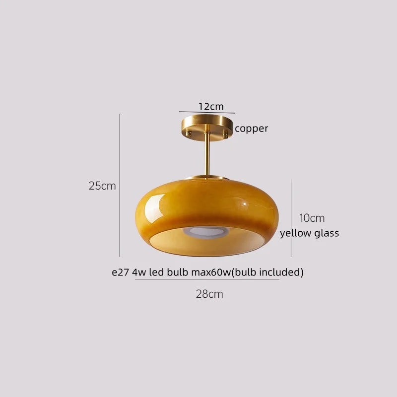 DecorBites™ Glass LED Ceiling Lamp Copper Walnut Modern Living Room Lighting Fixtures