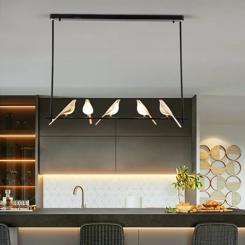 DecorBites™ Gold Magpie Bird Ceiling Chandelier: Modern Home Interior Lighting for Living Dining Kitchen