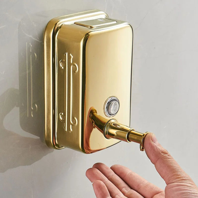 DecorBites™ Gold Stainless Steel Wall Mounted Shower Soap Dispenser