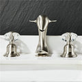 DecorBites™ Gold Basin Faucet: خلاط حوض ذهبي من النحاس والنيكل على شكل دولفين للحمام، 3 فتحات واسع الانتشار