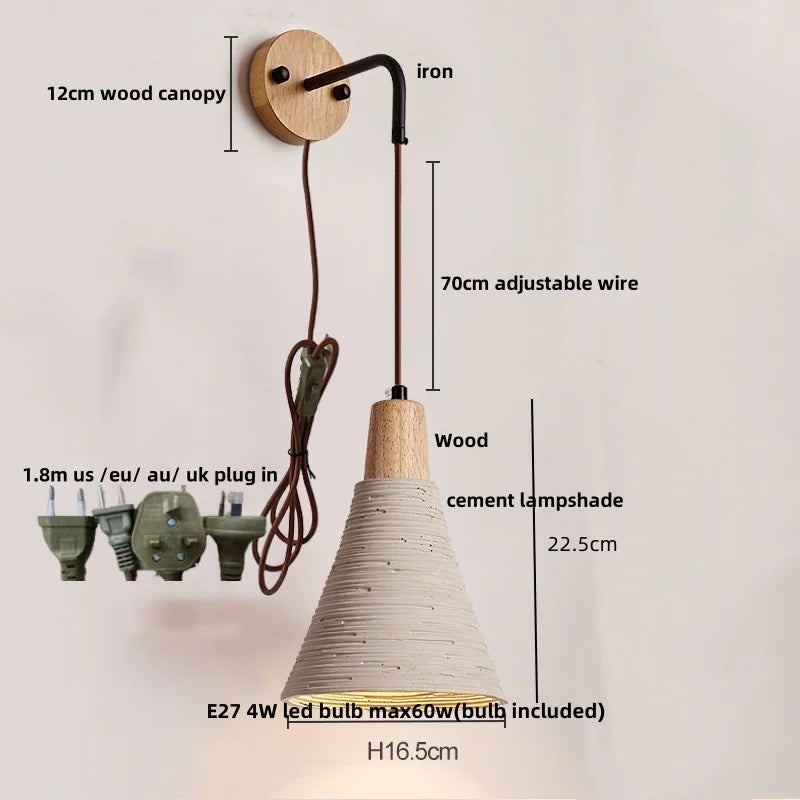 DecorBites™ Cement LED Wall Lamp Sconce Nordic Modern Home Decor for Bedroom Hallway