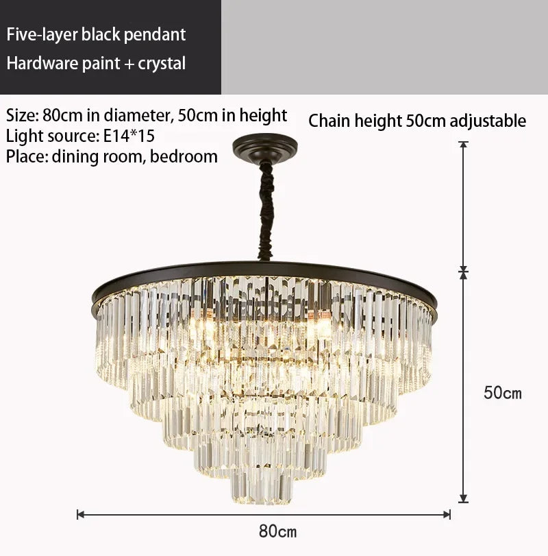 DecorBites™ Crystal Gold Chandelier: Modern Living Room Bedroom Decor Lighting
