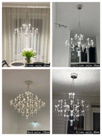 Starry Crystal Firefly Pendant Chandelier in Polished Steel