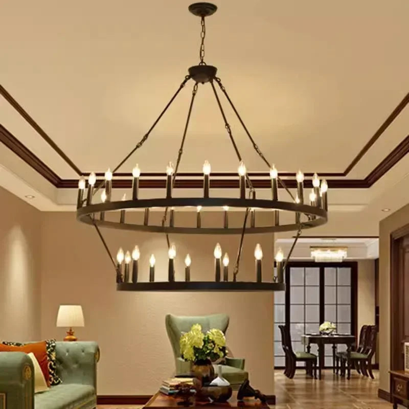DecorBites™ Black Metal LED Pendant Chandelier for Living Room and Stairs