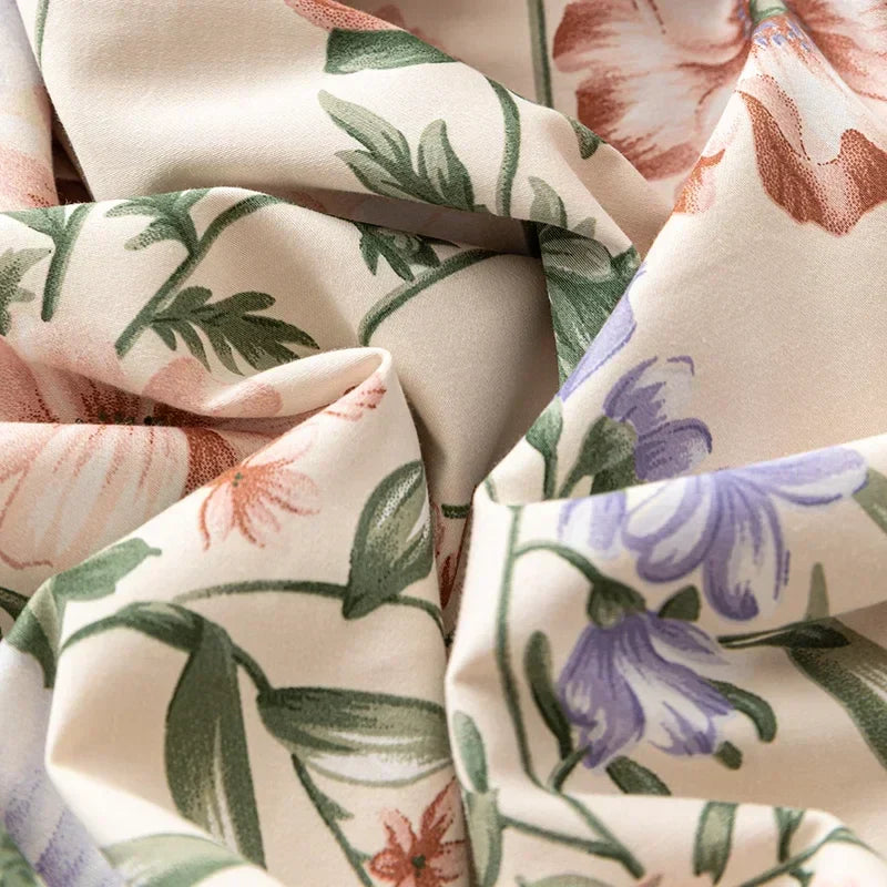 DecorBites™ 100s Egyptian Cotton Bedding Set: Queen King RU Print Sheet Pillowcase Quilt Cover