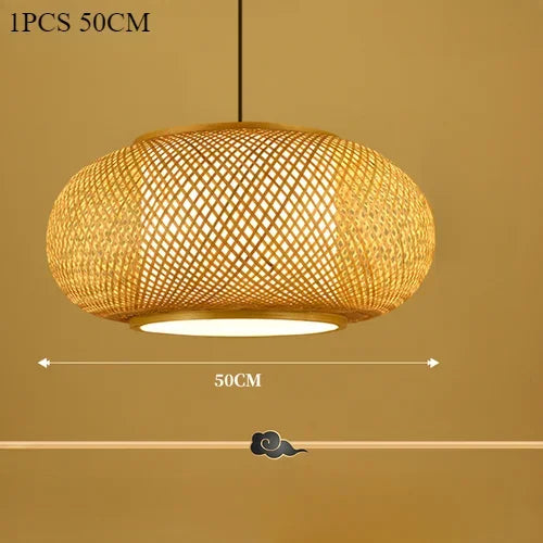 Japanese Bamboo Woven Lantern Pendant Light