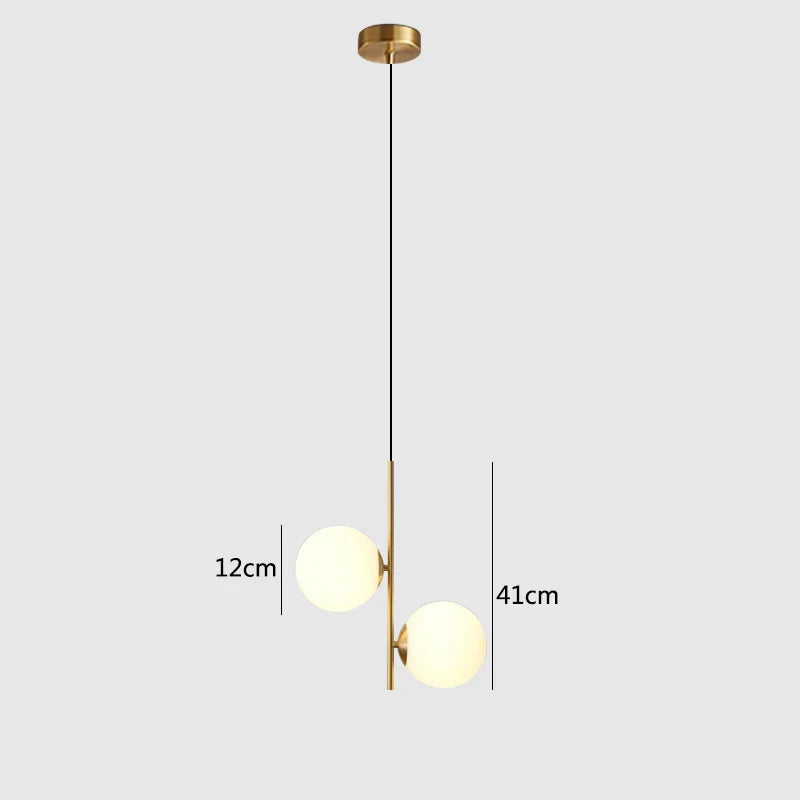 DecorBites™ Glass Ball LED Pendant Light Brass Black Modern Decor Fixture