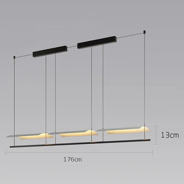 Wabi-Sabi Black Metal Acrylic Strip Pendant Light