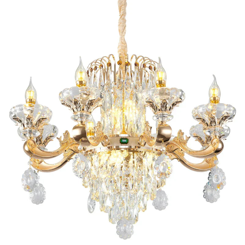 DecorBites™ Jade Crystal Chandelier: Modern European Living Room & Dining Lamp