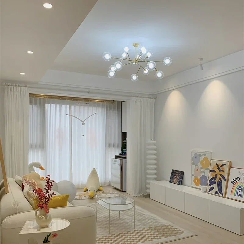 ثريا فرع زجاجية عصرية من DecorBites™ - تصميم حبة سحرية لغرفة المعيشة