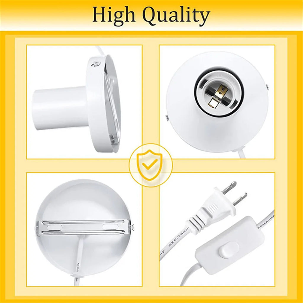 DecorBites™ Industrial White Table Lamp Base with Small Polished Metal Sockets and E26 Holder