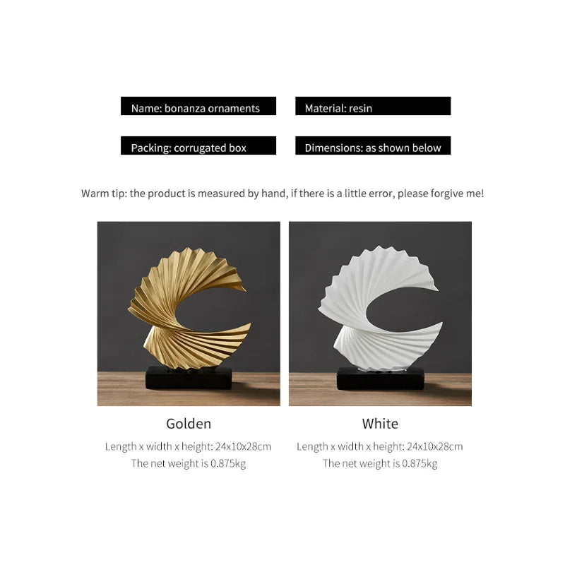 DecorBites™ تمثال راتنجي ذهبي تجريدي لديكور المنزل والمكتب العصري