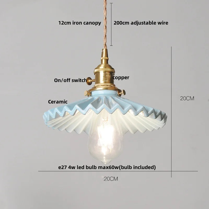 DecorBites™ Ceramic Copper Pendant Light Bar Coffee Kitchen E27 Knob Switch LED Fixture