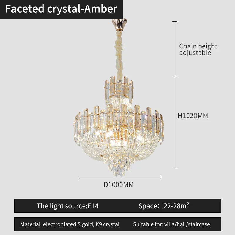 DecorBites™ French Bead Chain Crystal Chandelier for Luxury Spaces