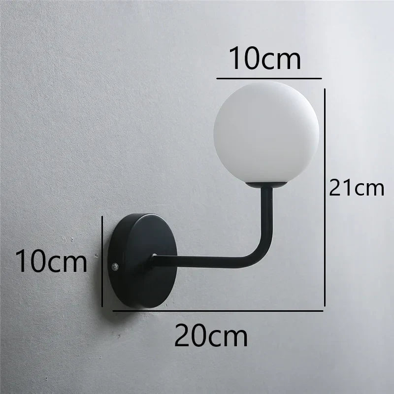DecorBites™ Glass Ball Metal Bend Wall Lamp for Living Room Bedroom, Nordic Retro Design