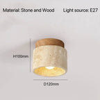 Modern Travertine Stone Pendant Light in White