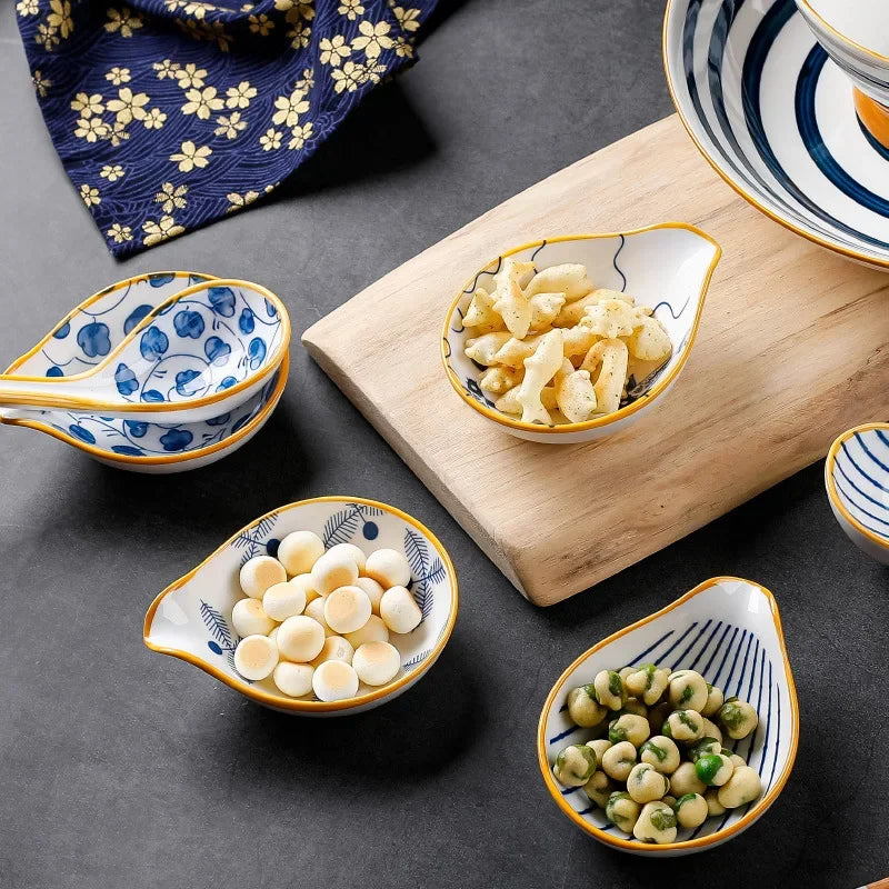 طبق صلصة سيراميك على الطراز الياباني من DecorBites™ طبق وجبات خفيفة أدوات مائدة بورسلين