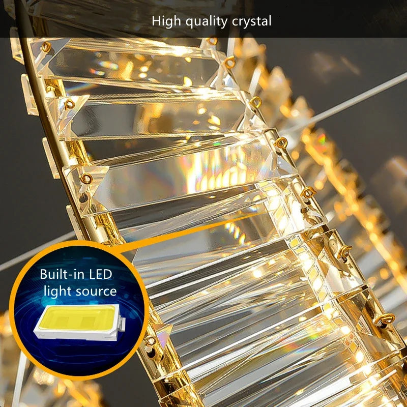 DecorBites™ Crystal LED Chandelier for Home Dining Room Kitchen Gold Lustres