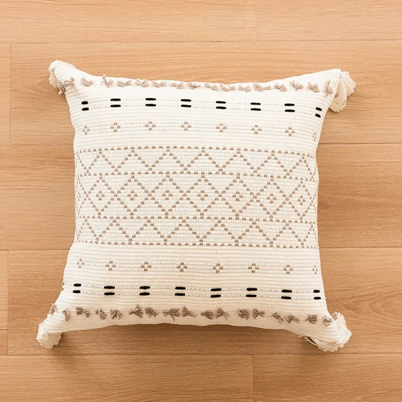 DecorBites™ Geometric Tufted Beige Gray Cushion Cover Nordic Style for Modern Decor