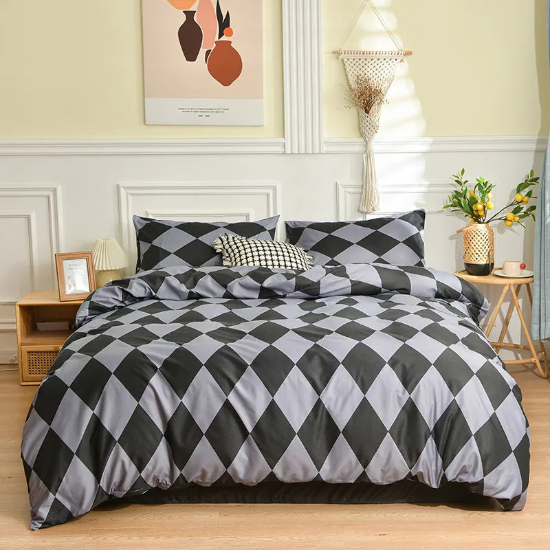 DecorBites™ Geometric Stripes Printed Bedding Set: Duvet Cover, Bed Sheets, Pillowcases