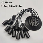Black Industrial Spider Pendant Light, 6-Light Iron