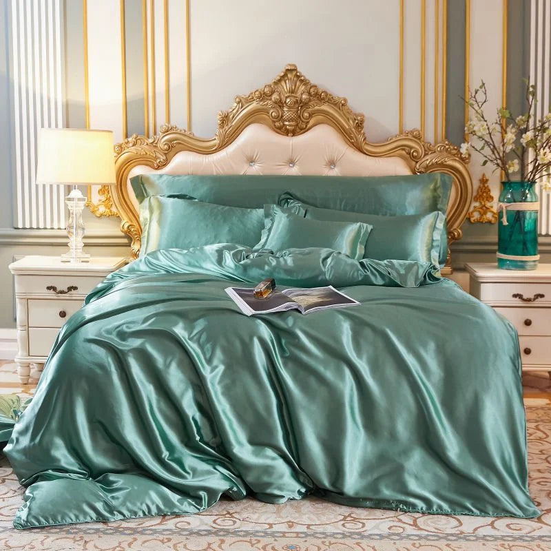 DecorBites™ King Size Silk-Blend Duvet Cover Set with Pillowcases