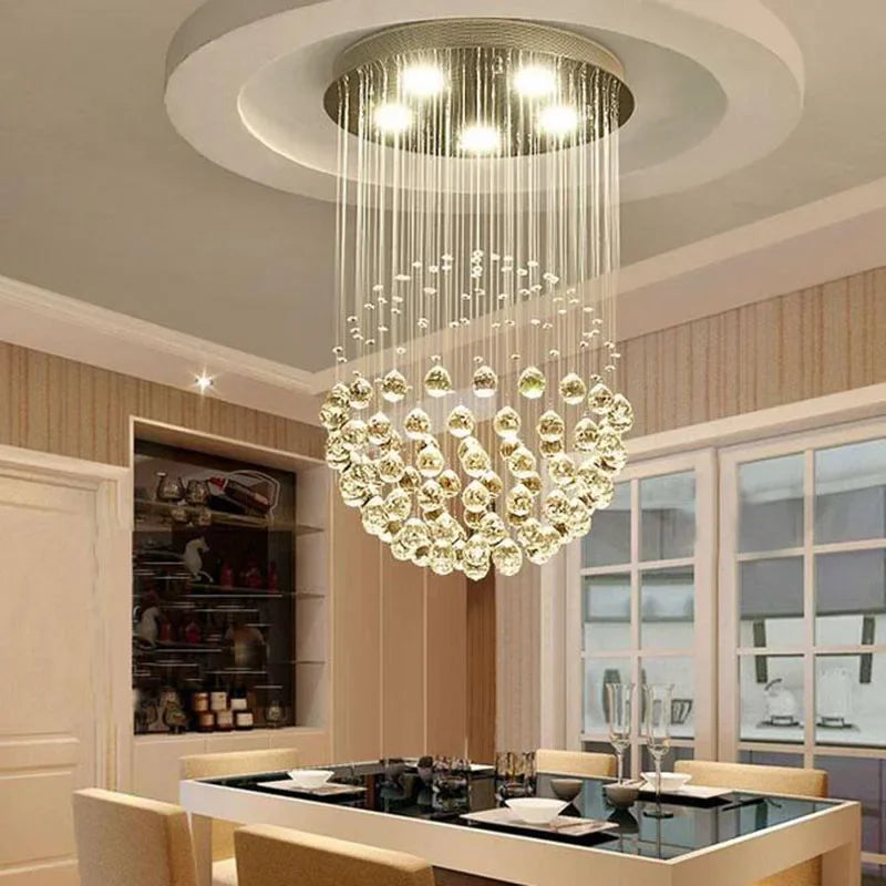 DecorBites™ ثريا سقف كرة كريستال: وحدة إضاءة LED أنيقة لديكور المنزل