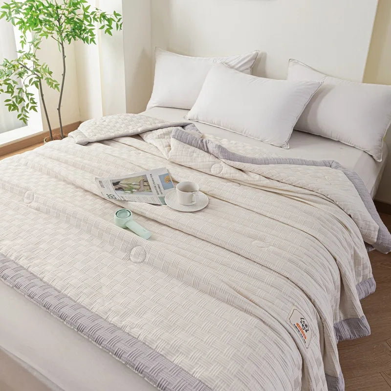 لحاف الصيف المحبوك بنسيج الوافل من DecorBites™: ناعم، قابل للتنفس، مُبرّد، قابل للغسل في الغسالة، خفيف الوزن، ولطيف على البشرة