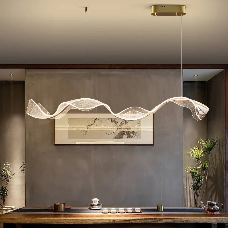 DecorBites™ Acrylic Ribbon LED Ceiling Chandelier for Living Room, Modern Dining Pendant Lamp