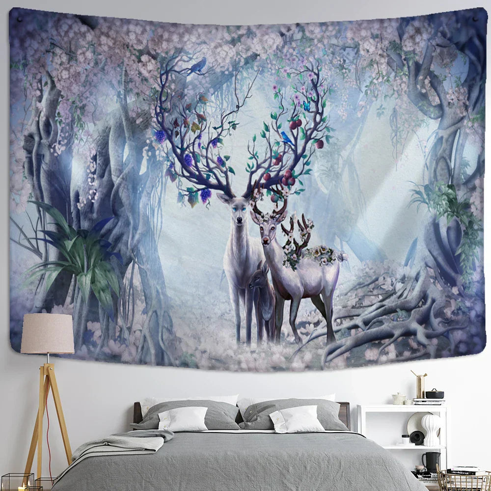 DecorBites™ Elk Tapestry Wall Hanging Mystical Starry Sky Home Decor