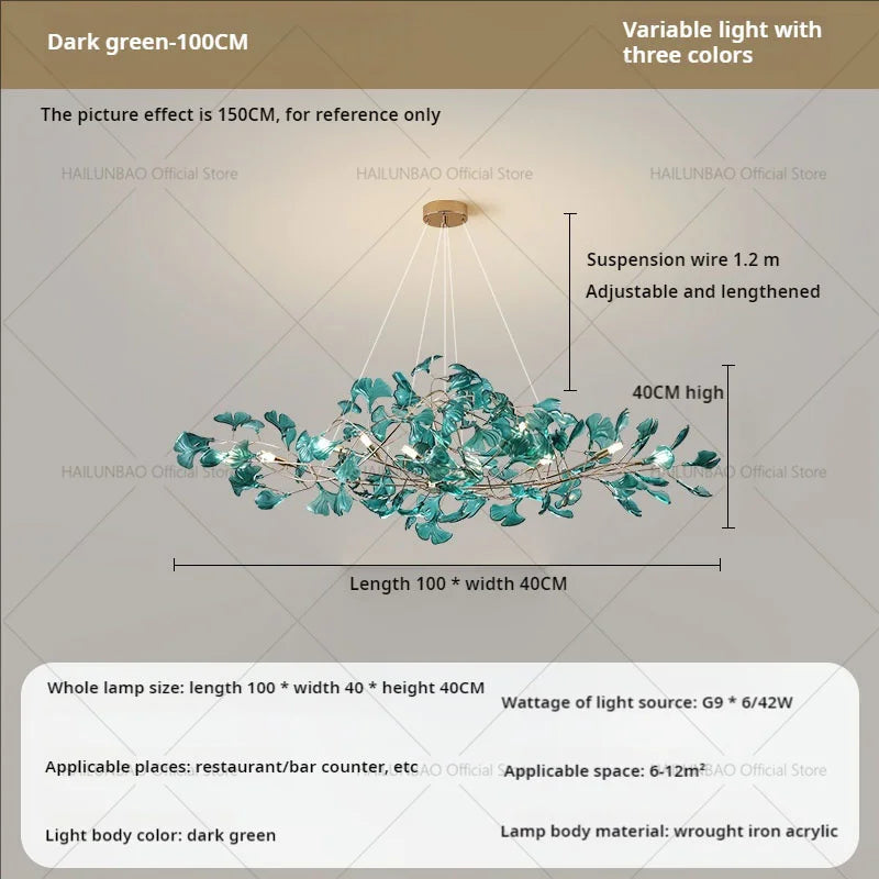 DecorBites™ Gingko Leaf Chandelier: Modern Luxury Art Decor for Home, Restaurant & Bar
