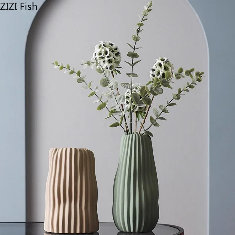 DecorBites™ Irregular Ceramic Vase for Modern Floral Arrangement & Room Decor