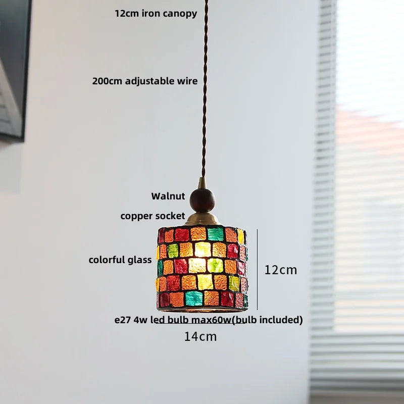 DecorBites™ Amber Glass LED Pendant Light - Modern Nordic Design with Iron Base