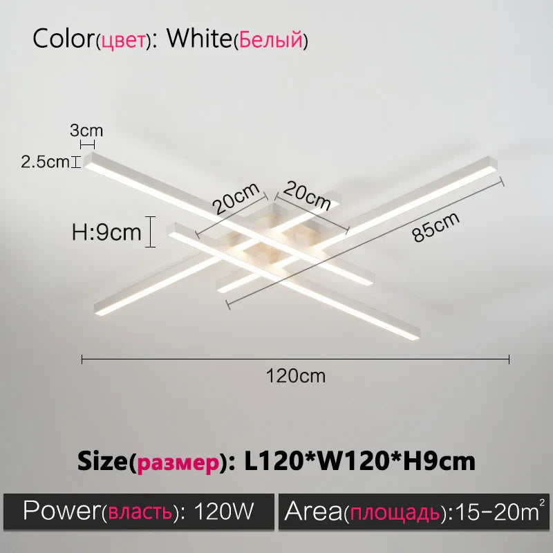 DecorBites™ Black Chandelier LED Ceiling Lamp: Nordic Minimalist Square Living Room & Bedroom Lights