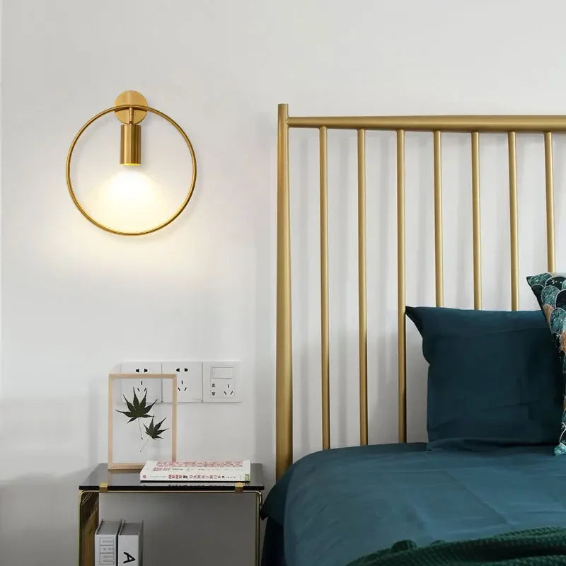 DecorBites™ Adjustable LED Brass Gold Ring Wall Sconce Light for Home Hotel Bar